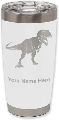 Miniatura 30 de LaserGram Vaso aislado al vacío de 20 onzas, dinosaurio Tiranosaurio Rex, grabado personalizado incluido (negro)