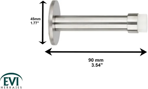 Miniatura 2 de Tope de puerta adhesivo para montaje en pared Longitud: 3,5 pulgadas Acero inoxidable Caucho blanco Amortiguador 040128ADAM EVI Hardware