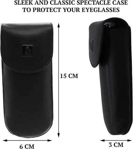 Miniatura 7 de Funda rígida para gafas de cuero genuino de grano completo para hombres y mujeres