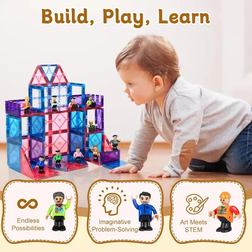 Miniatura 9 de 15 piezas de figuras magnéticas de personas para niños, personas magnéticas perfectas para bloques de construcción de azulejos magnéticos, juguetes