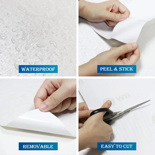 Miniatura 4 de FunStick - Papel pintado de lino con textura de pasto crema blanco, autoadhesivo, extraíble, de 12"x200", para paredes, armarios, cómodas, muebles