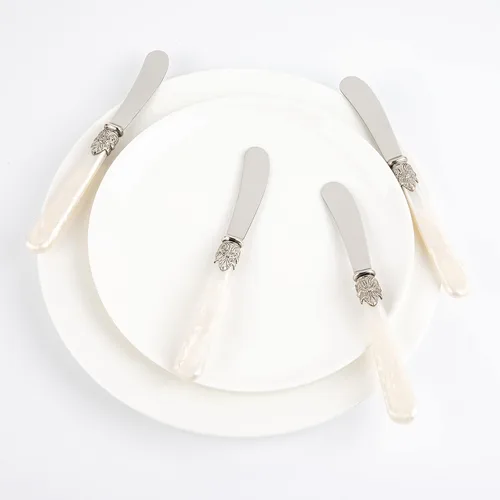 Miniatura 6 de REVERIE Collection - Cuchillo esparcidor de queso de acero inoxidable de 4 piezas, juego de cuchillos de mantequilla para regalo, juego de cuchillos