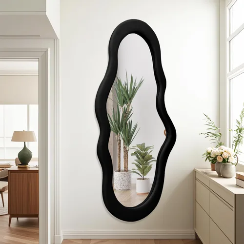 Miniatura 3 de BST FURNH Espejo de marco negro con forma de nube, 44 x 21 pulgadas, espejo alto montado en la pared para dormitorio, baño, sala de estar