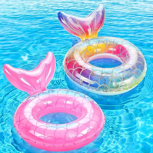Miniatura 23 de MoKo Anillo de natación inflable, lindo flotador de piscina, decoración de tubo, tubos de natación, piscina al aire libre, playa, flotadores de Azul