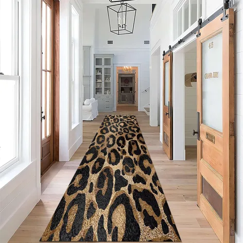 Miniatura 19 de Alfombra de pasillo con estampado de tigre, 2 x 10 pies, alfombra de rayas con estampado de piel de animal, alfombra interior a rayas blancas y 5