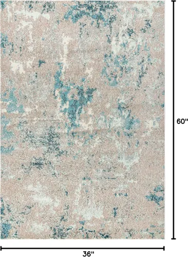 Miniatura 2 de JONATHAN Y CTP103A-3 Alfombra contemporánea POP moderna abstracta vintage desvanecida para interiores, estilo bohemio, fácil de limpiar, alto Azul