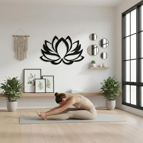 Miniatura 7 de Arte de pared de metal – Flor de loto – Decoración de pared de metal para decoración de oficina en el hogar, decoración de estudio de yoga