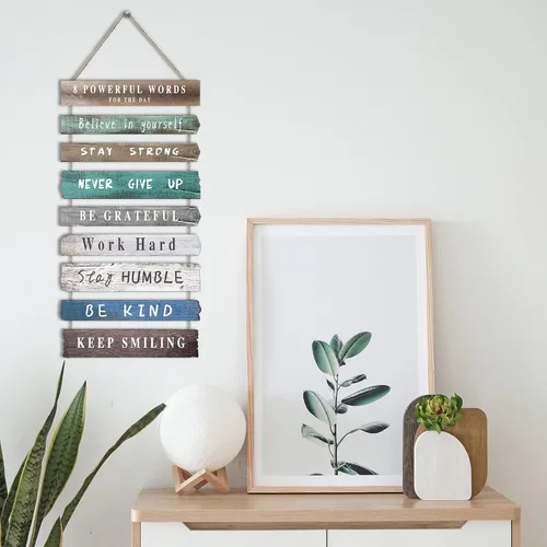 Miniatura 6 de Decoración de pared inspiradora para oficina, decoración rústica de madera para colgar, arte de pared motivacional, citas positivas inspiradoras, 8