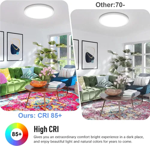 Miniatura 6 de SunRider Lámpara de Techo LED de Montaje Empotrado, 6000K Blanco Frío, 2400LM, 30 cm 24W Luces Planas Redondas Modernas, Lámpara de Panel