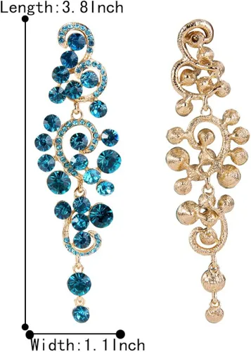 Miniatura 5 de BriLove Aretes colgantes huecos de cristal para mujer, bohemios, bohemios, para boda, Cristal