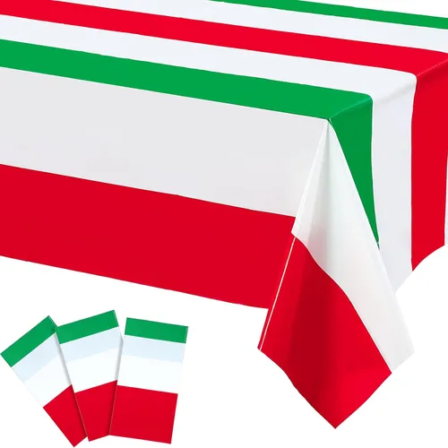 Tatuo Mantel de plástico con diseño de bandera italiana de 54 x 108 pulgadas, rectangular, desechable, para fiestas de Italia, reuniones familiares,