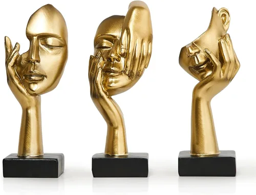 Miniatura 13 de 3 piezas de estatuas de oración de decoración negra, figuras modernas de oración de paz, detalles de decoración de estantes, escultura de arte