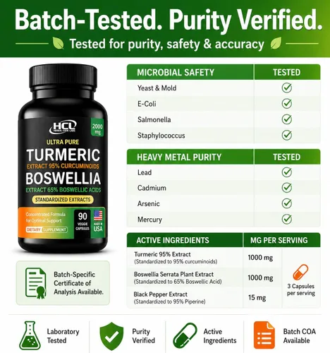 Miniatura 12 de Suplemento de extracto de boswellia de cúrcuma 2000 mg - Boswellia Serrata extra fuerte con curcumina de cúrcuma - 95% curcuminoides con cápsulas