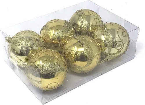 Miniatura 11 de Allgala - Paquete de 6 bolas para decorar el árbol de Navidad, 3" con lujosa decoración con brillantina (negro)