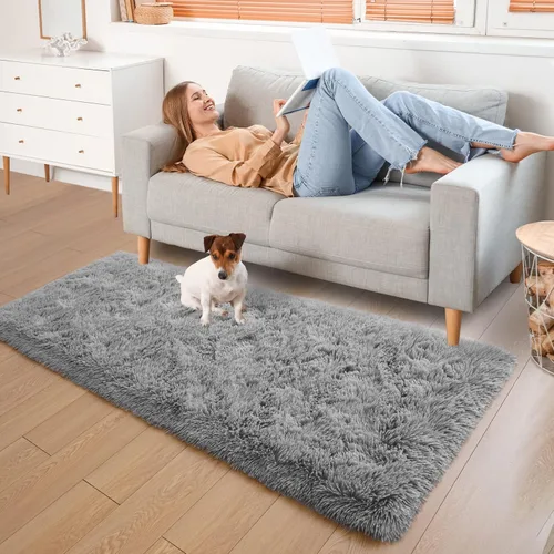 Miniatura 2 de YJ.GWL Alfombras de pasillo para pasillo, 2 x 4, lavables, pequeñas, color gris, para sala de estar, dormitorio, alfombra suave y esponjosa