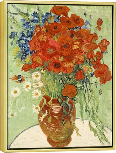 Miniatura 12 de Wieco Art - Arte enmarcado para pared de "Varios amapolas rojas y margaritas" por Vincent Van Gogh, reproducción de pinturas, lienzos abstractos