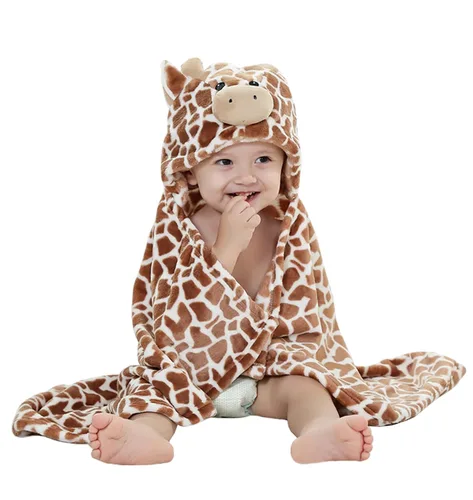 Miniatura 11 de TONWHAR Manta con capucha de cara de animal para bebés y niños de 0 a 4 años, manta de felpa para después del baño (conejo)