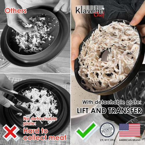 Miniatura 5 de American Brand - Trituradora de pollo de 3 capas con placa desmontable + cepillo especial, doble antideslizante, sin BPA, resistente al calor, apta