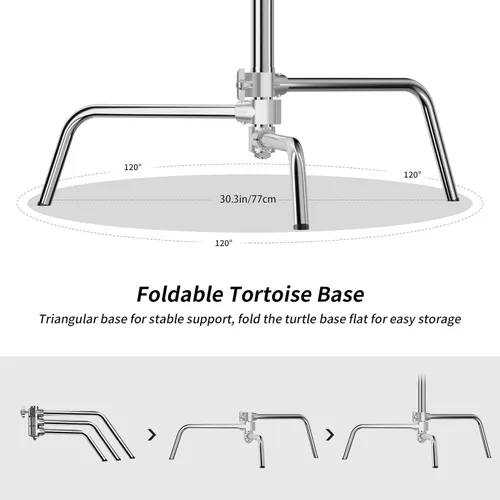 Miniatura 3 de Soporte C, soporte de luz para fotografía, soporte en C resistente con poste de acero inoxidable de 10.8 pies, capacidad de carga de 45 libras
