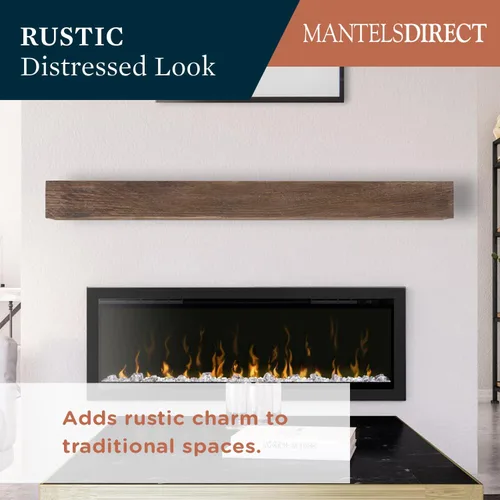Miniatura 4 de MANTELSDIRECT Vail - Estante para chimenea de 60 pulgadas de ancho x 4 pulgadas de alto, acabado provincial rústico, rústico, envejecido, estante