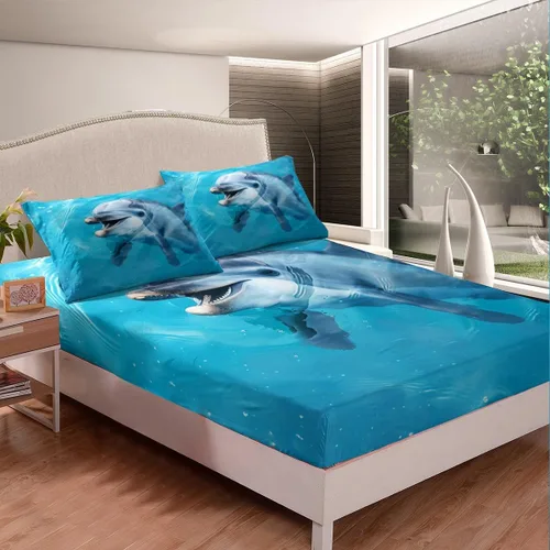 Miniatura 10 de Juego de sábanas para niños, bonito juego de ropa de cama con estampado de llama de dibujos animados y alpaca, sábana bajera ajustable para niños