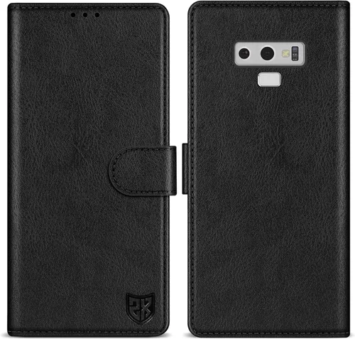 ZZXX Funda tipo cartera para Samsung Galaxy Note 9 con bloqueo RFID, ranura para tarjetas, función atril, cierre magnético, funda protectora de Negro