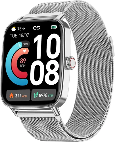 Miniatura 9 de Reloj inteligente para mujeres, reloj inteligente HD de 1.85 pulgadas, compatible con iPhone/Samsung/Android (respuesta/hacer llamadas), más de 100
