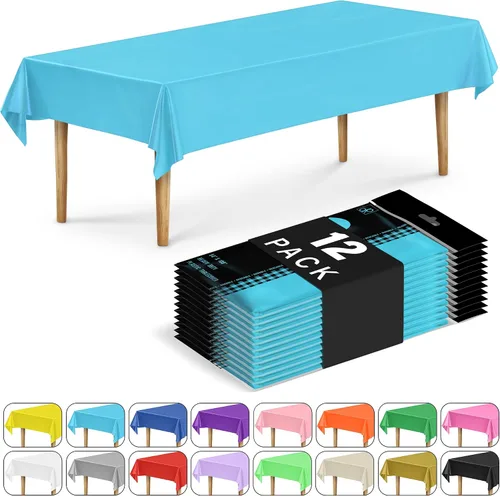 Miniatura 33 de DecorRack 2 Manteles rectangulares de plástico libres de BPA, 54 x 108 pulgadas, mantel de mesa para comedor, mantel rectangular para fiestas