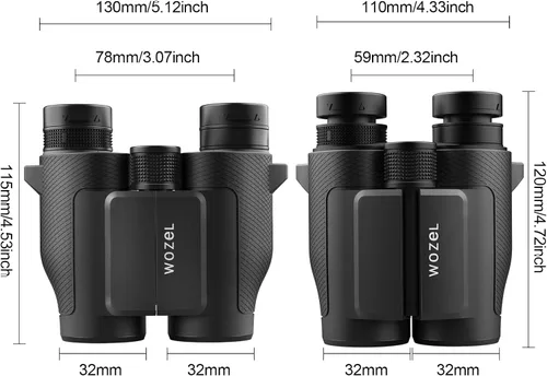 Miniatura 9 de WOZEL - Binoculares compactos de 15 x 32 pulgadas para adultos y niños, binoculares pequeños de alta potencia para observación de aves, caza, 2-negro