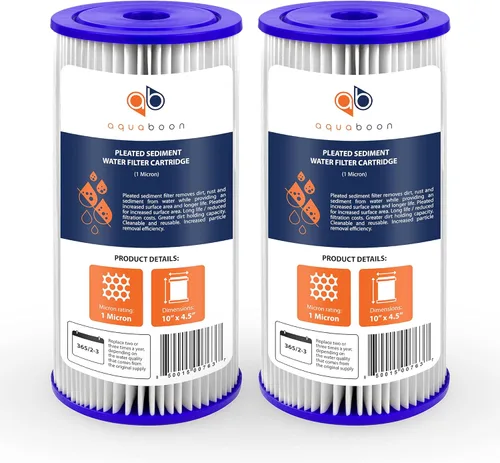 Aquaboon Filtro de agua plisado de 1 micra de 10 x 4.5 pulgadas para reemplazo de filtro de agua de sedimentos para toda la casa, compatible con