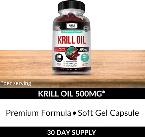 Miniatura 3 de Kaya Naturals - Aceite de krill antártico de 500 mg con Omega 3, EPA, DHA, fosfolípidos y suplemento de astaxantina - Vitamina para el cerebro