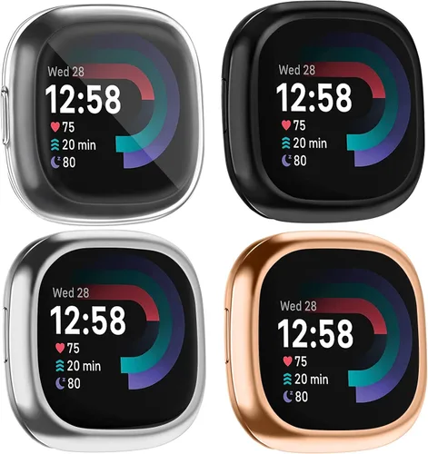 Miniatura 11 de [Paquete de 4] Funda protectora de pantalla compatible con Fitbit Sense 2 / Fitbit Versa 4, funda protectora completa de ajuste delgado, a prueba