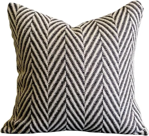 Miniatura 9 de vctops Funda de cojín de punto bohemio en blanco y negro, funda de cojín tejida con flecha, decoración cuadrada para sofá, dormitorio, sala