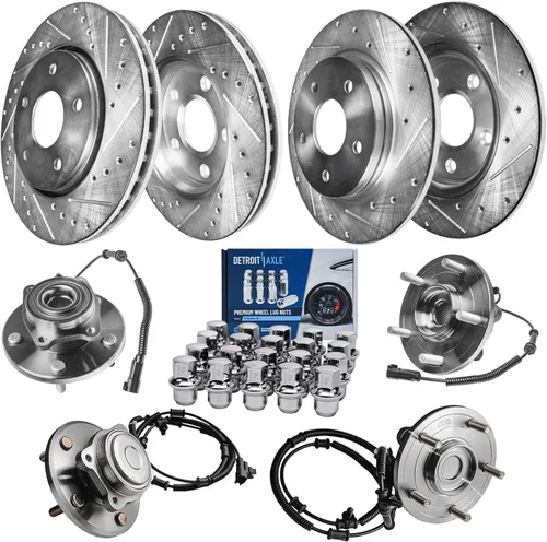 Miniatura 26 de Detroit Axle - Rotores de freno para Ford 2013-2019 Explorer Taurus Flex Lincoln MKT MKS, rotores de freno de disco ranurados perforados de repuesto