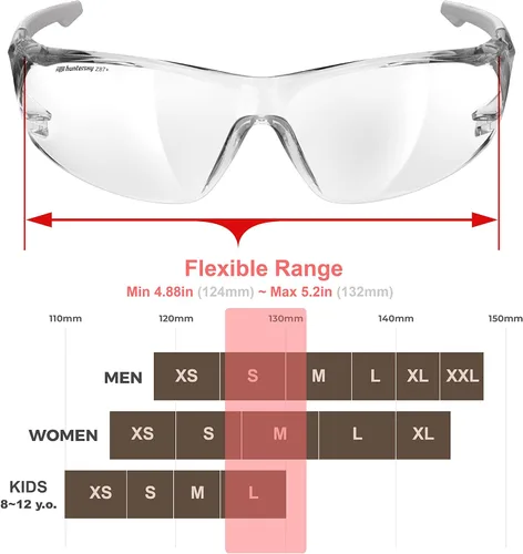 Miniatura 5 de HTS HUNTERSKY ANSI Z87.1 Gafas de seguridad antivaho envolventes transparentes, gafas de laboratorio para pickleball y química con resistencia a