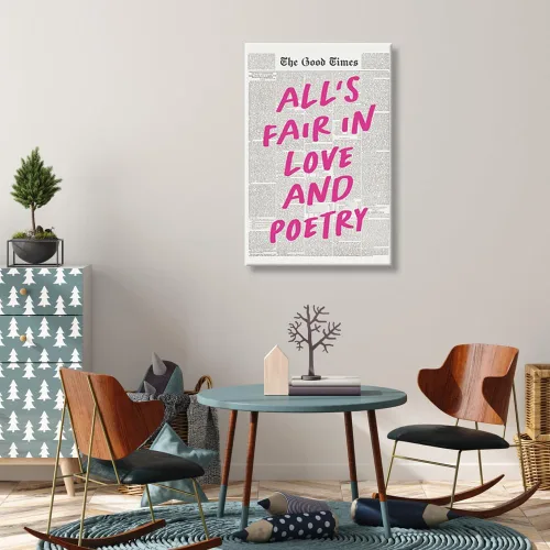Miniatura 7 de Carteles de Periódico Retro para Estética de Habitación Todo es Justo en el Amor y la Poesía Arte de Pared Moderno y Preppy para Niñas Decoración