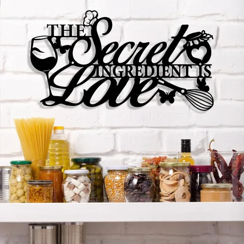 Miniatura 2 de Letrero de metal con texto en inglés "The Secret Ingredient is Love", decoración de pared de granja, comedor, cocina, regalo de inauguración