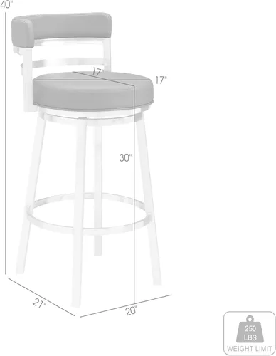Miniatura 3 de Titana - Taburete giratorio de 30 pulgadas de altura de barra, de piel sintética negra y acero inoxidable cepillado