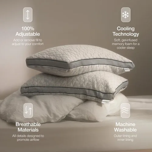 Miniatura 5 de Coop Home Goods Eden - Almohada de cama tamaño Queen para dormir de espalda, estómago y de lado, gel refrescante de espuma viscoelástica suave
