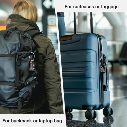Miniatura 8 de Puroma Paquete de 2 cerraduras de equipaje aprobadas por la TSA, cerradura de viaje con combinación de 4 dígitos con cuerpo de aleación de zinc