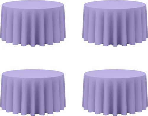 Miniatura 104 de BRILLMAX Paquete de 4 manteles redondos color azul rey de 132 pulgadas, tela de lino de poliéster lavable a granel, para bodas, recepciones, Azul
