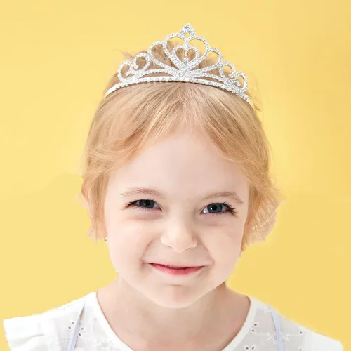 Miniatura 2 de Lovelyshop Tiara de cristal de diamantes de imitación, corona de princesa pegeant (corazón), 1 paquete