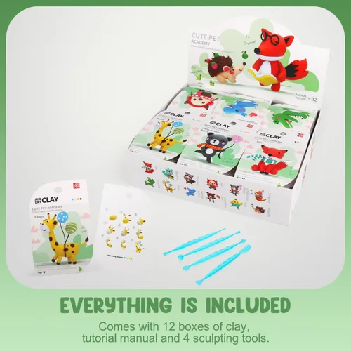 Miniatura 5 de LOUFOR Kits de arcilla de secado al aire – Arcilla de modelado para niños, ultraligera y suave, segura y no tóxica, 12 cajas de arcilla mágica