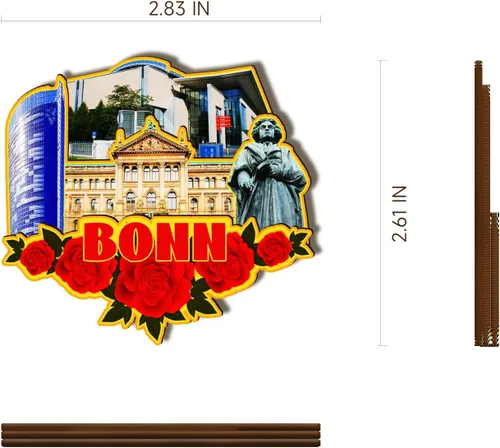 Miniatura 3 de Alemania Bonn - Imán de madera 3D para nevera, recuerdos coleccionables, decoración hecha a mano, artesanías 2