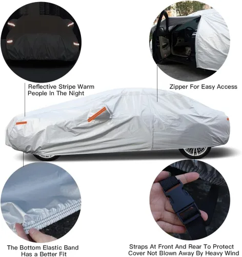 Miniatura 3 de Kayme Funda de automóvil de 6 capas para Audi A4 Sedan (2011-2023), impermeable para todo tipo de clima, cubierta exterior completa, protección