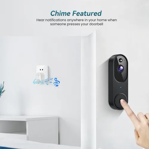 Miniatura 4 de Orbitell Cámara de timbre de video inalámbrica Wi-Fi con audio bidireccional, detección de movimiento AI, visión nocturna y almacenamiento