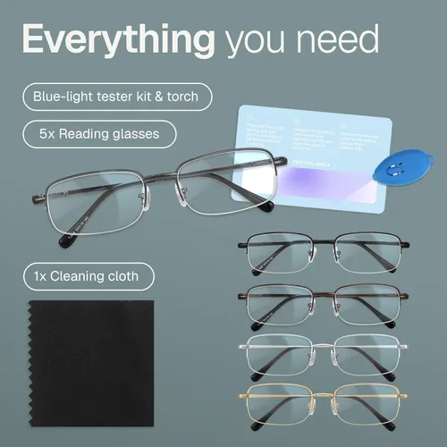 Miniatura 6 de NOVIVON 2.0 Gafas de Lectura de Metal para Hombre - Lentes Duraderos con Filtrado de Luz Azul - Visión Clara