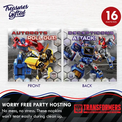 Miniatura 4 de Treasures Gifted Suministros para fiestas de Transformers con licencia oficial, sirve para 16 invitados, juego de vajilla para principiantes