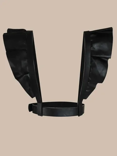 Miniatura 5 de OYOANGLE Arnés para mujer, cinturón punk, hebilla cuadrada, con volantes, tirantes ajustables para vestido