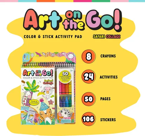 Miniatura 2 de Bright Stripes Art on The Go Collage Fun Jungle Theme Travel Kit para niños a partir de 3 años Actividad sin desorden con crayones y calcomanías